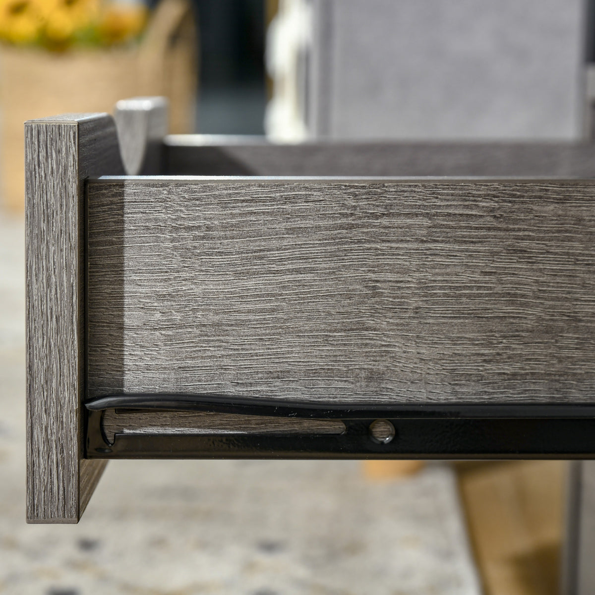 Industrial Nightstand with 2 Drawers - Grey 15.7" W-Home Furnishings > Living Room Furniture > Side¬†Tables-DECOROLALA
