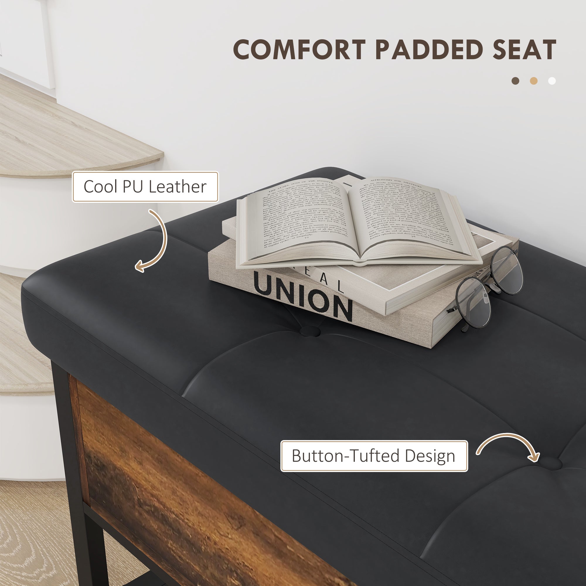 Industrial Shoe Storage Bench with Upholstered Seat - Brown-DECOROLALA