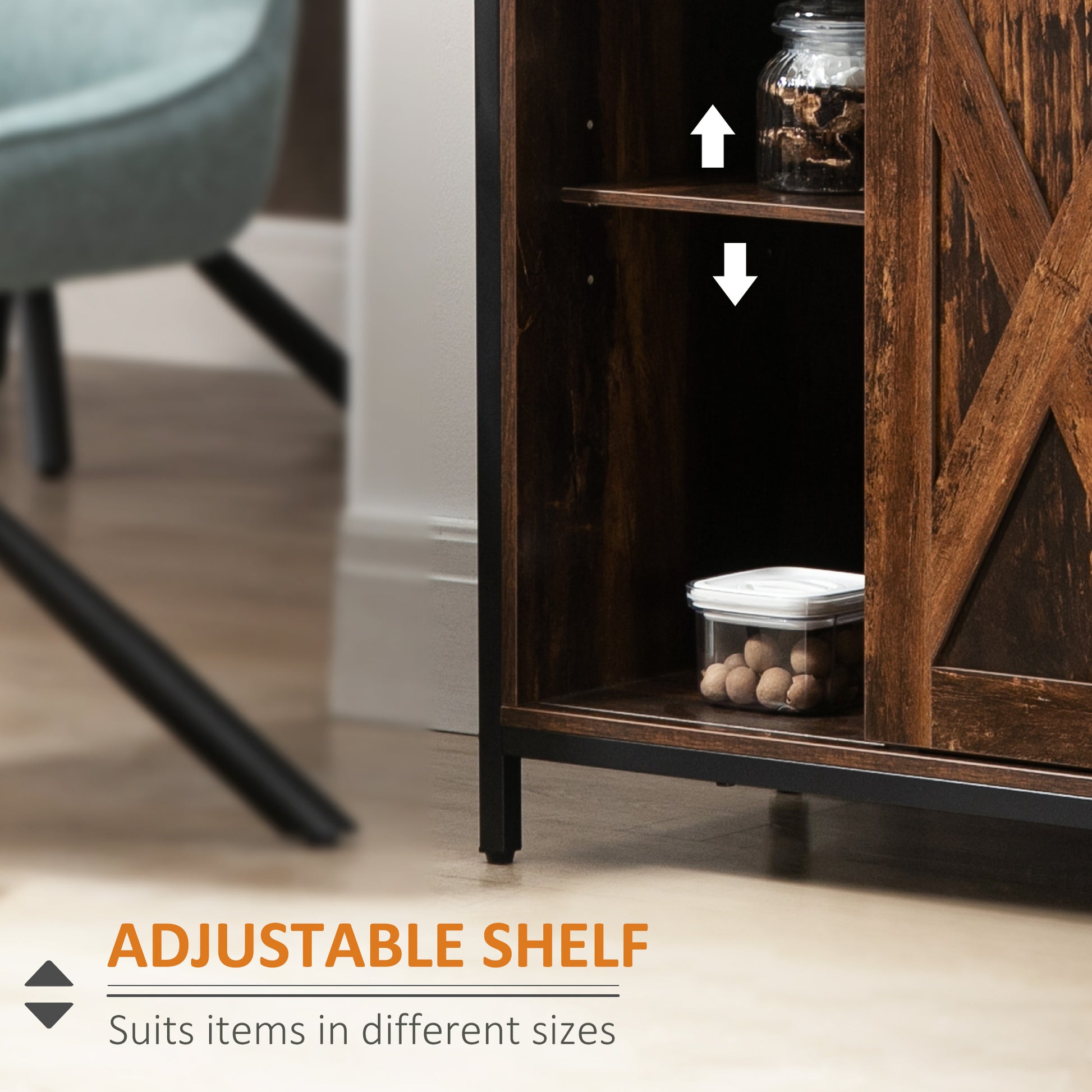 Industrial Sideboard Buffet Cabinet - Rustic Brown 35.5"W-DECOROLALA