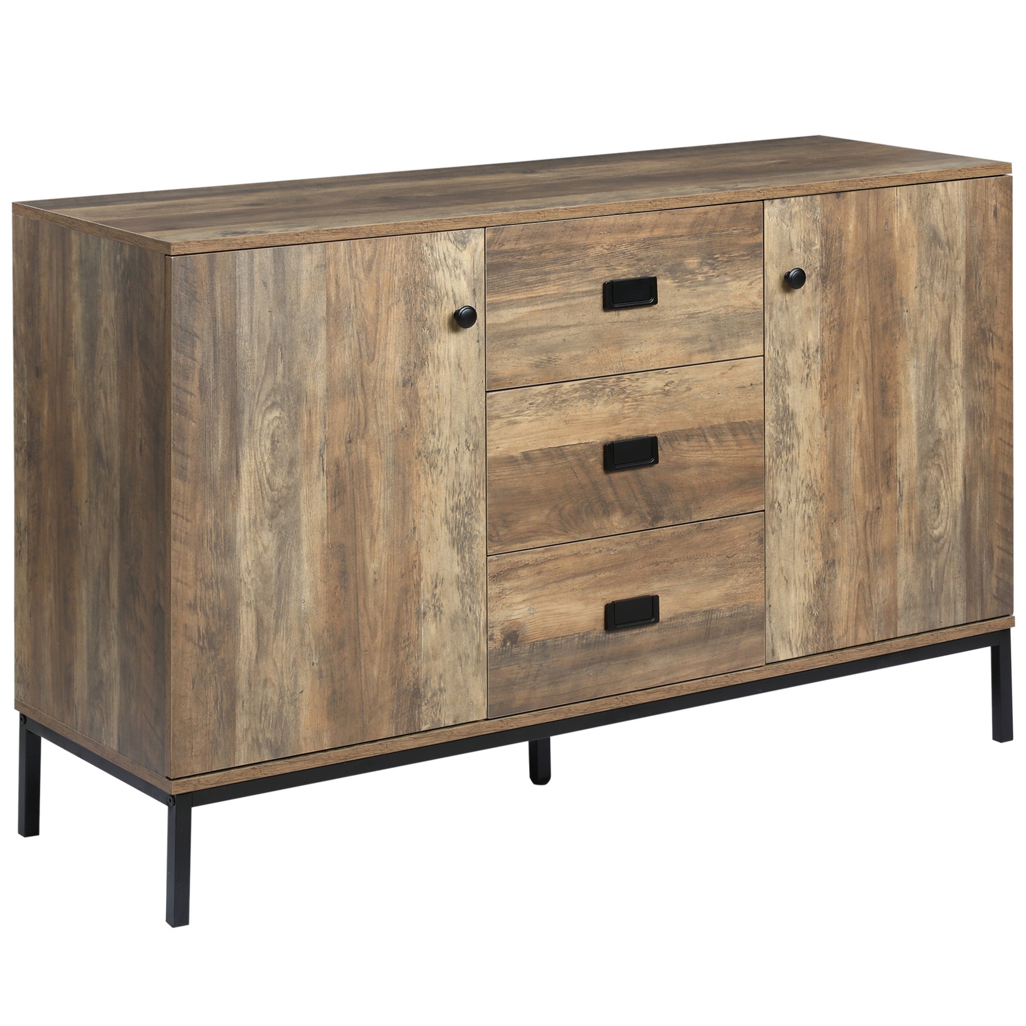 Industrial Sideboard - Dark Mango Wood Effect 47" Brown-DECOROLALA