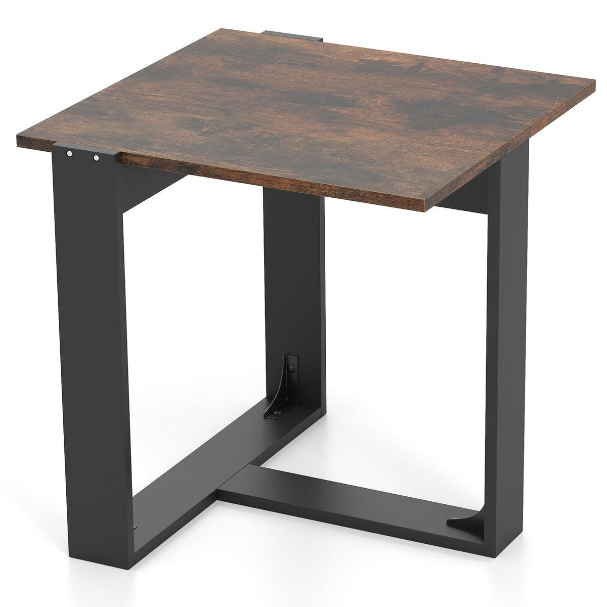 Industrial Sofa End Table with Metal Frame-1-End & Side Tables-DECOROLALA