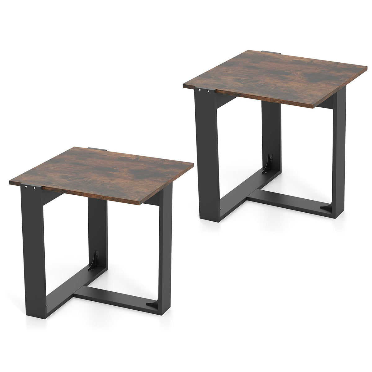 Industrial Sofa End Table with Metal Frame-2-End & Side Tables-DECOROLALA