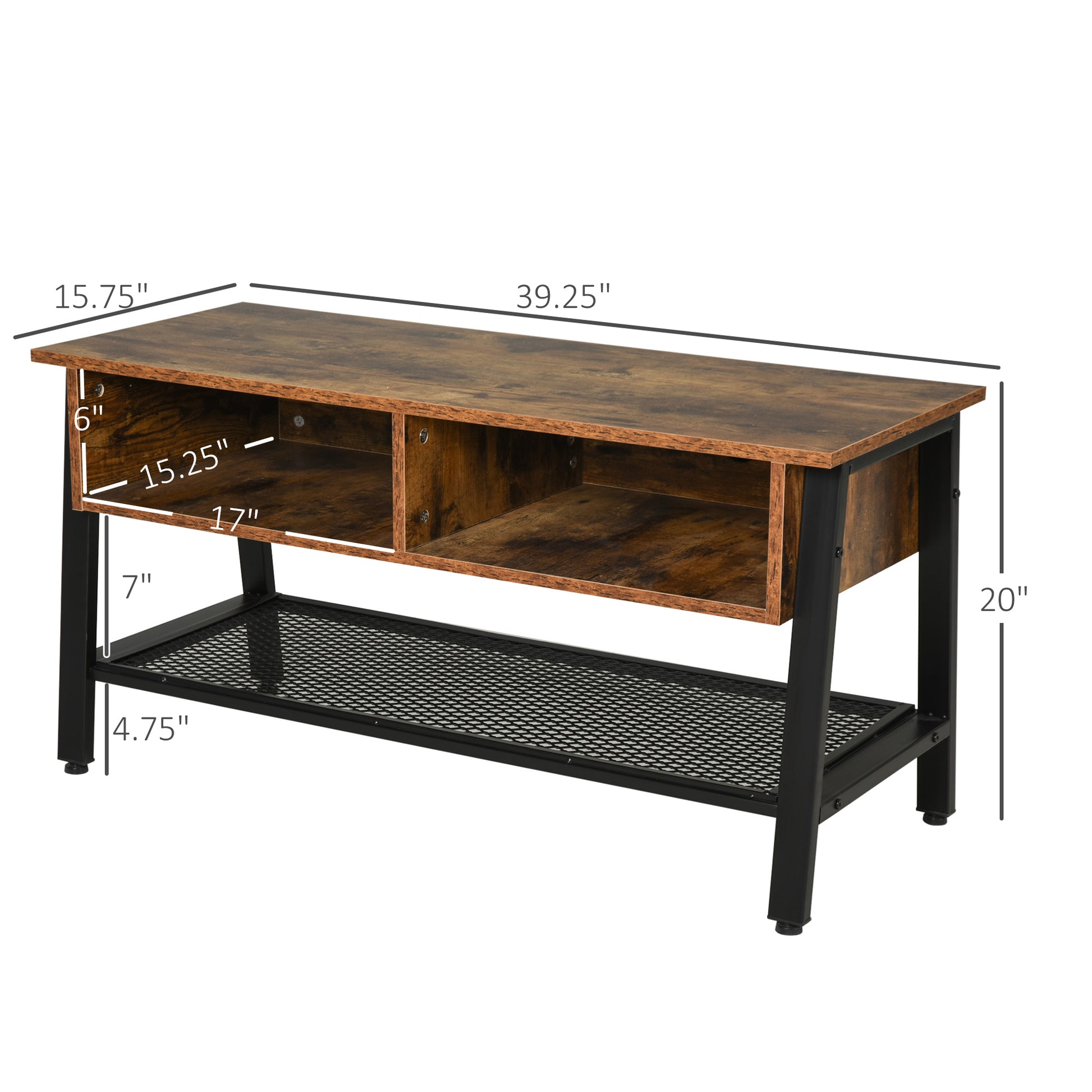 Industrial TV Stand for TVs up to 45" - Rustic Brown-Home Furnishings > Living Room Furniture > TV¬†Stands-DECOROLALA