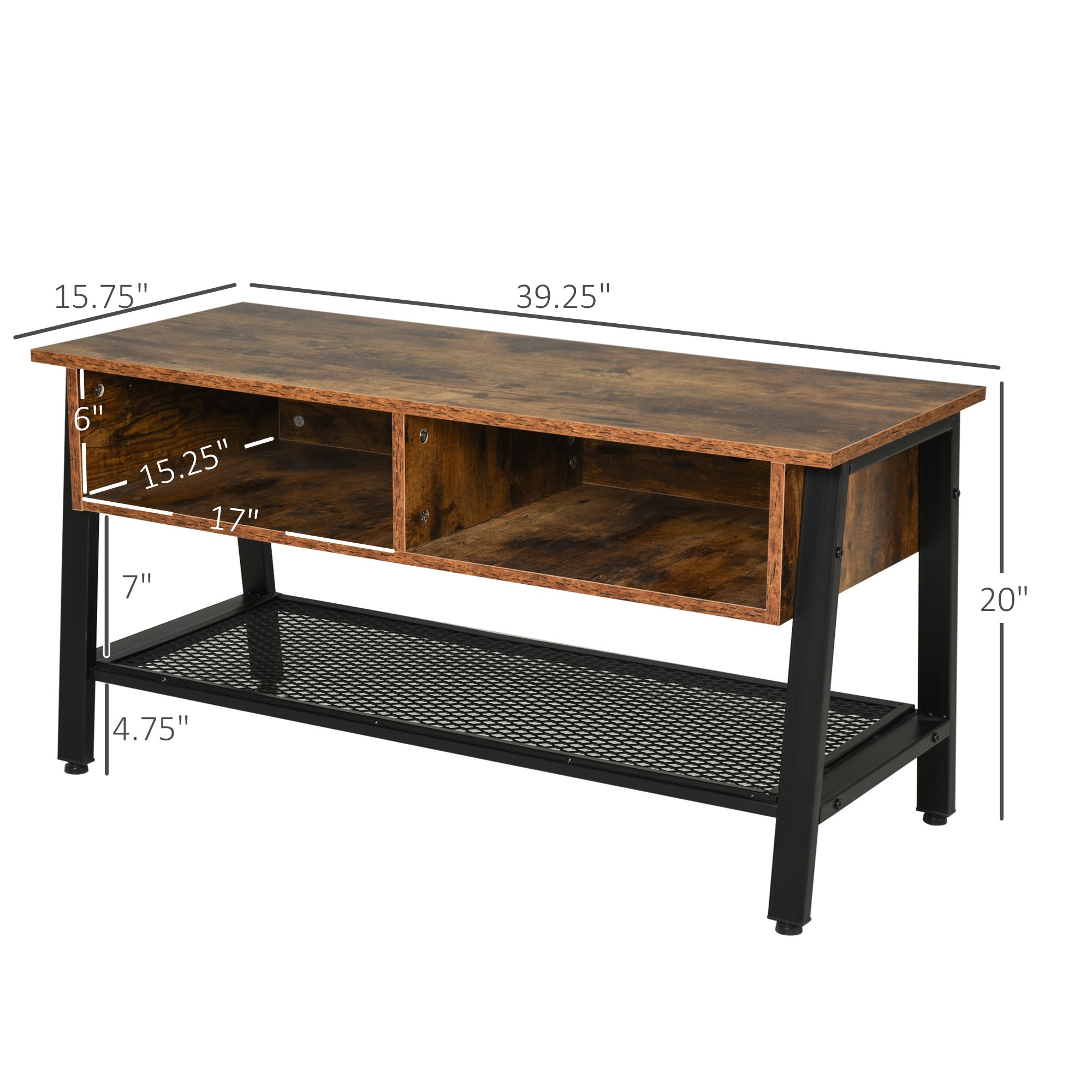 Industrial TV Stand for TVs up to 45" - Rustic Brown-Home Furnishings > Living Room Furniture > TV¬†Stands-DECOROLALA
