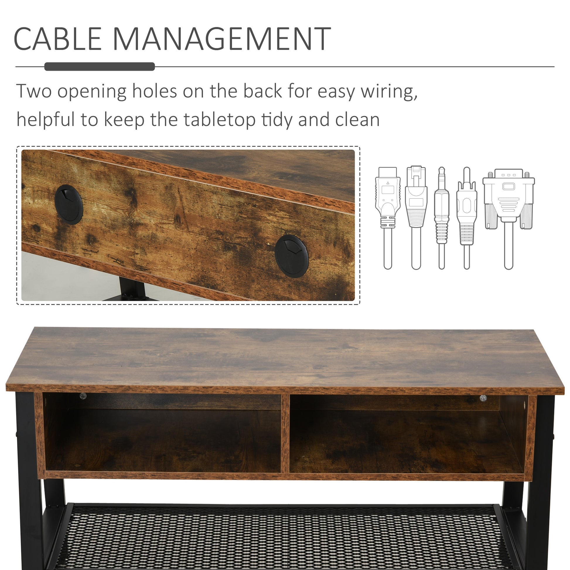 Industrial TV Stand for TVs up to 45" - Rustic Brown-Home Furnishings > Living Room Furniture > TV¬†Stands-DECOROLALA