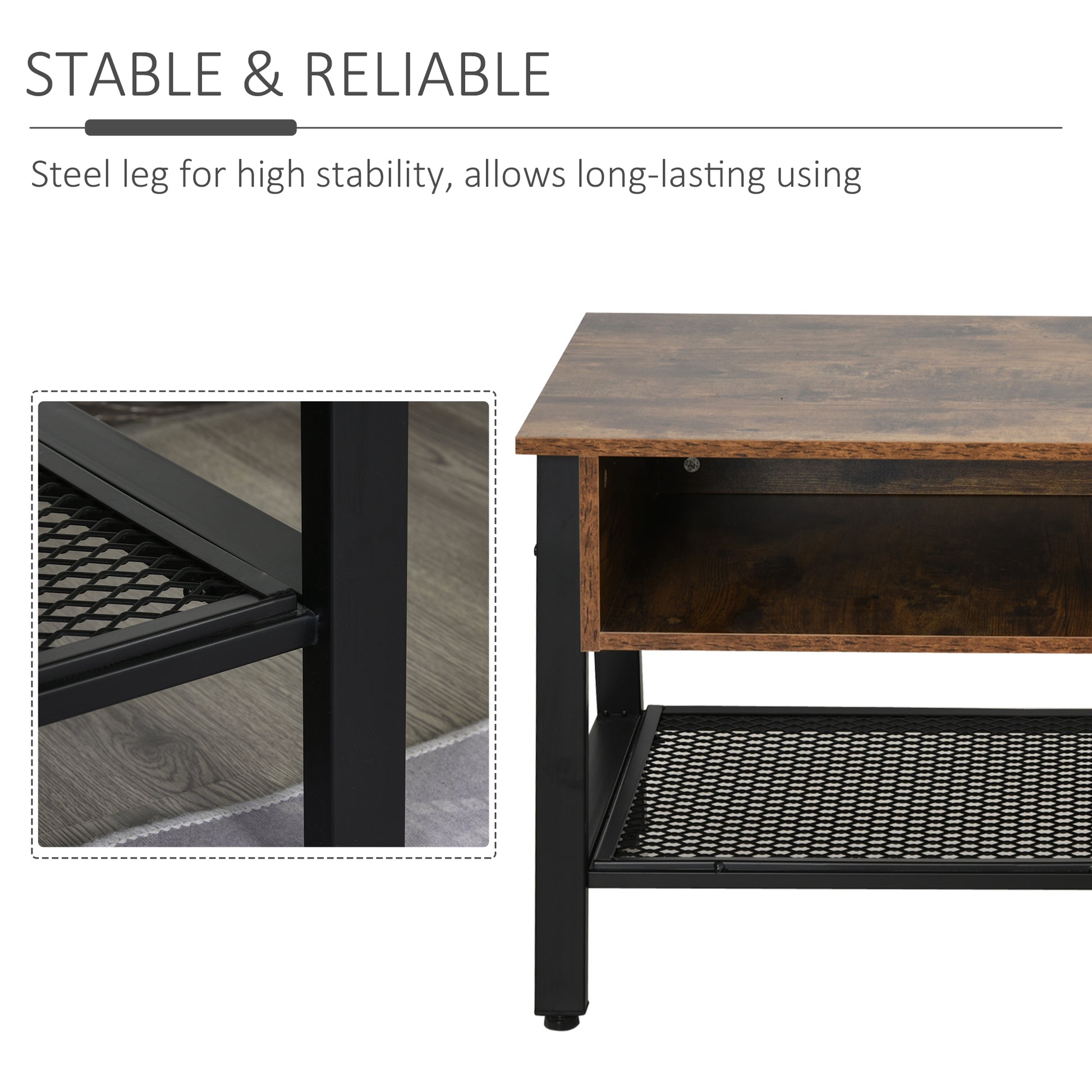 Industrial TV Stand for TVs up to 45" - Rustic Brown-Home Furnishings > Living Room Furniture > TV¬†Stands-DECOROLALA