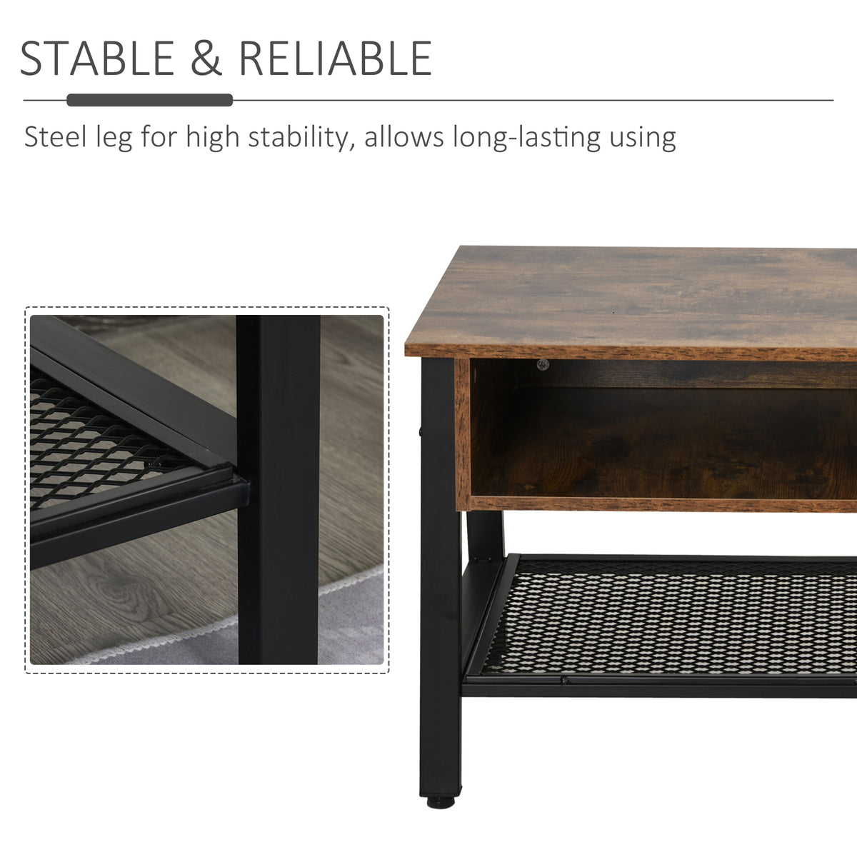 Industrial TV Stand for TVs up to 45" - Rustic Brown-Home Furnishings > Living Room Furniture > TV¬†Stands-DECOROLALA