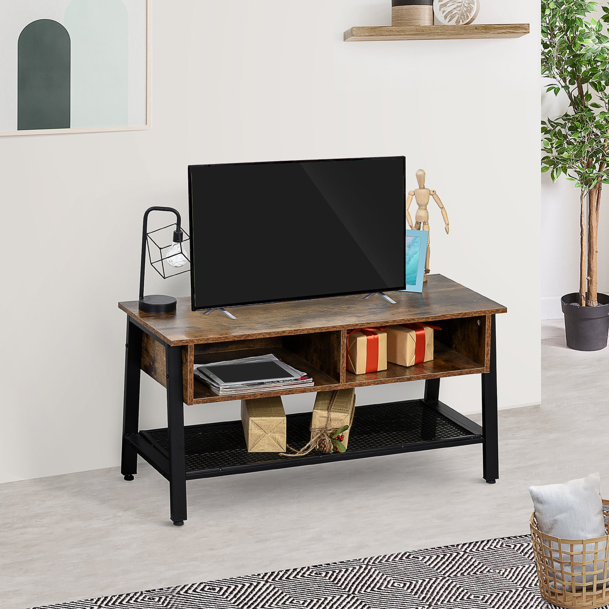 Industrial TV Stand for TVs up to 45" - Rustic Brown-Home Furnishings > Living Room Furniture > TV¬†Stands-DECOROLALA