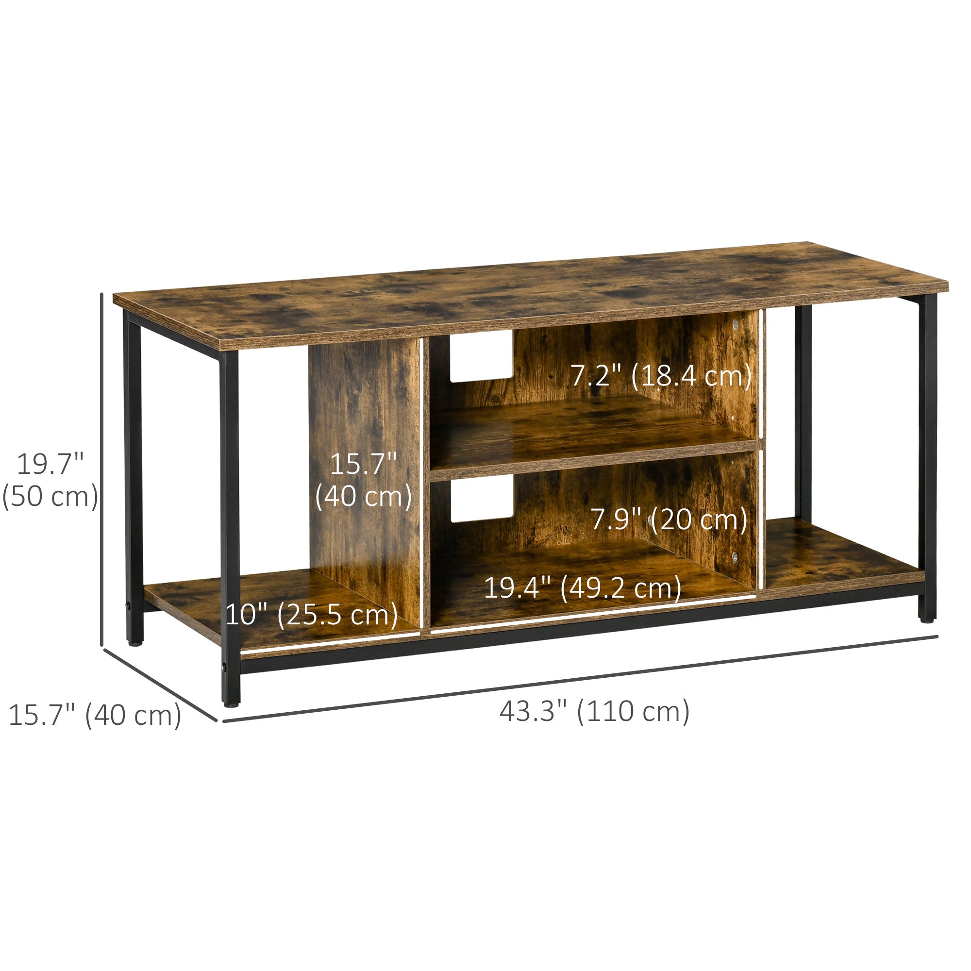 Industrial TV Stand for TVs up to 55" - Rustic Brown-Home Furnishings > Living Room Furniture > TV¬†Stands-DECOROLALA