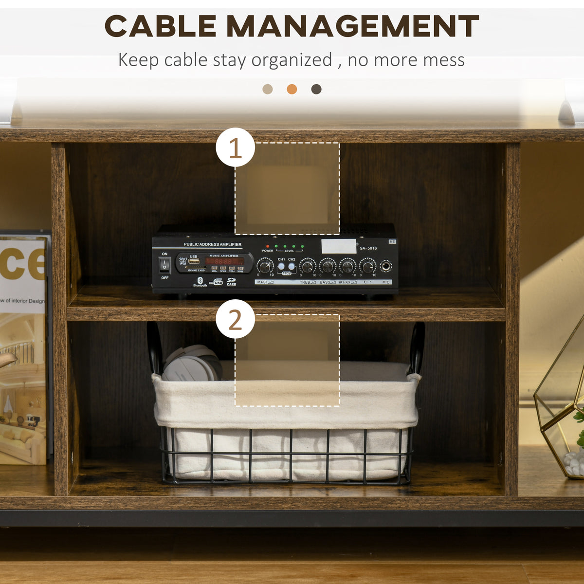 Industrial TV Stand for TVs up to 55" - Rustic Brown-Home Furnishings > Living Room Furniture > TV¬†Stands-DECOROLALA