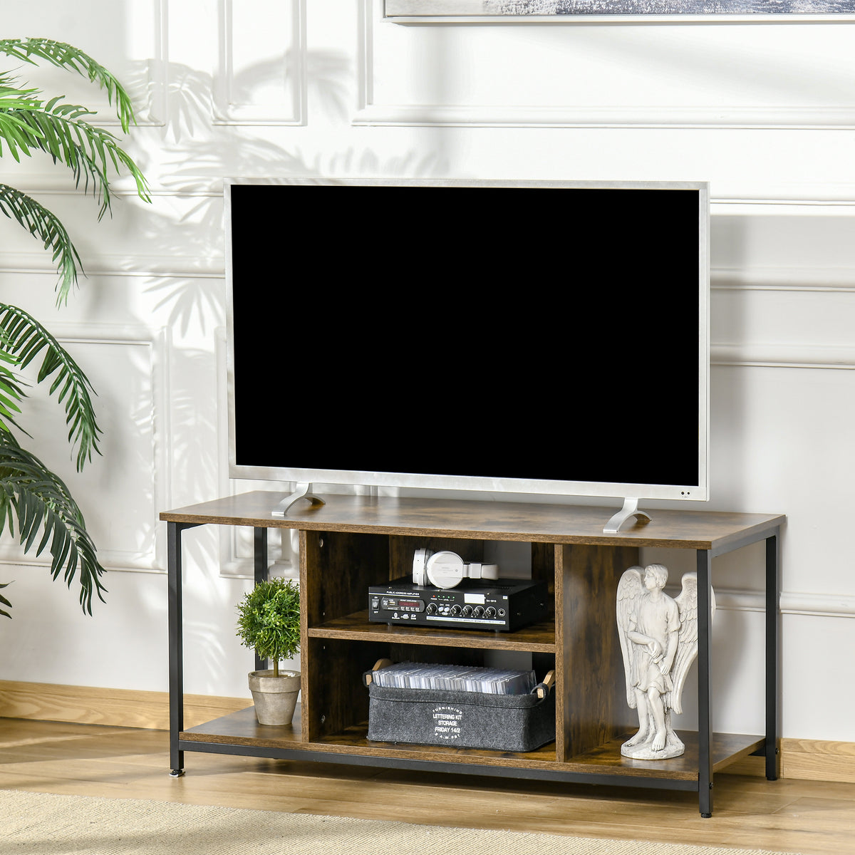 Industrial TV Stand for TVs up to 55" - Rustic Brown-Home Furnishings > Living Room Furniture > TV¬†Stands-DECOROLALA
