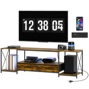 Industrial TV Stand for TVs up to 60" with RGB LED - Brown-Home Furnishings > Living Room Furniture > TV¬†Stands-DECOROLALA