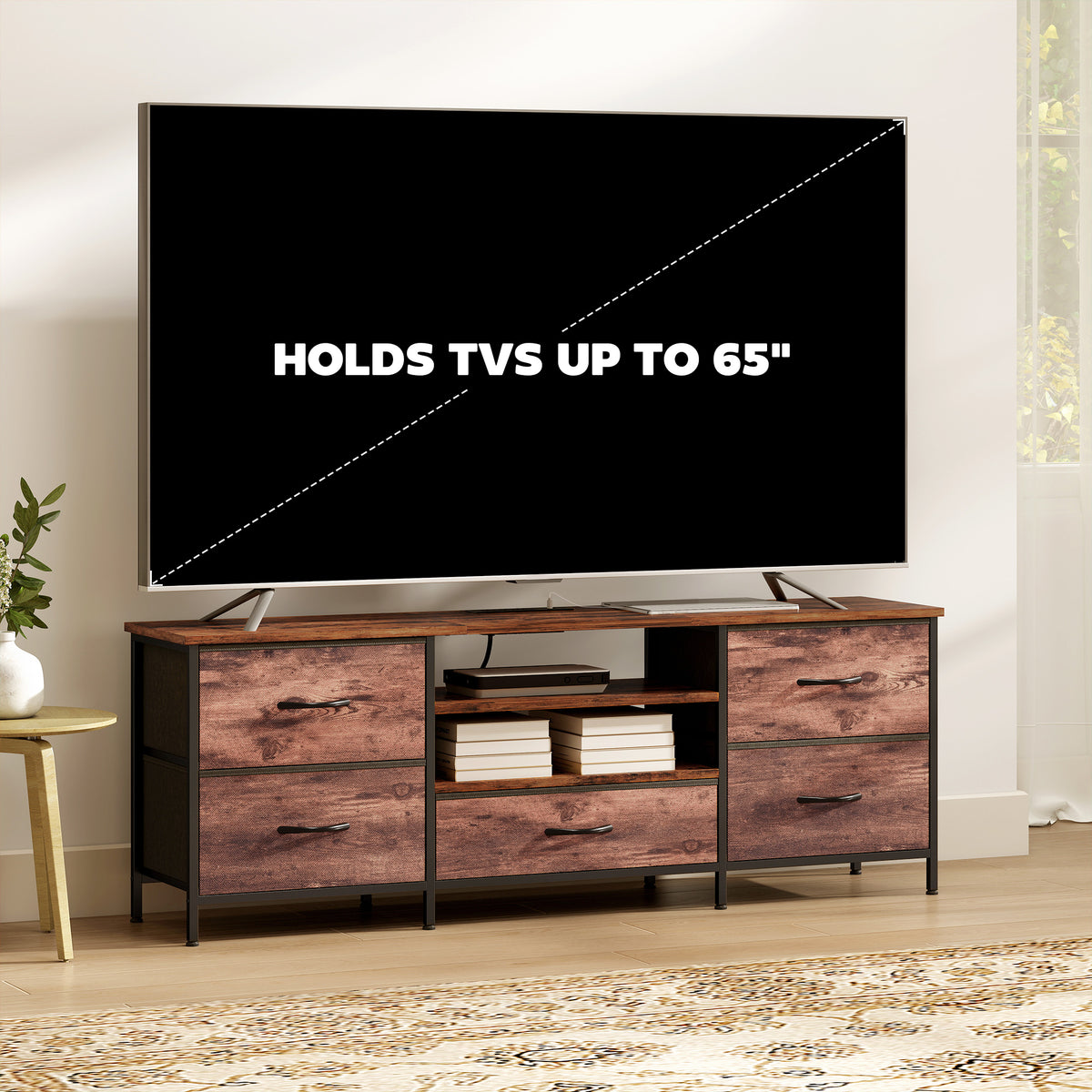 Industrial TV Stand for TVs up to 65" with Charging Station-Home Furnishings > Living Room Furniture > TV¬†Stands-DECOROLALA