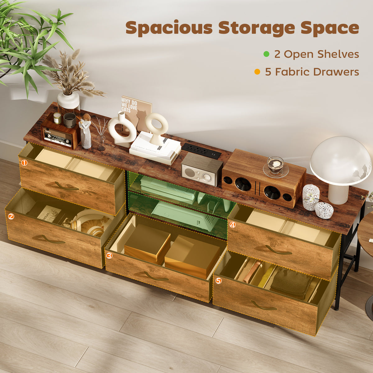 Industrial TV Stand for TVs up to 70" with Power Outlet-Home Furnishings > Living Room Furniture > TV¬†Stands-DECOROLALA