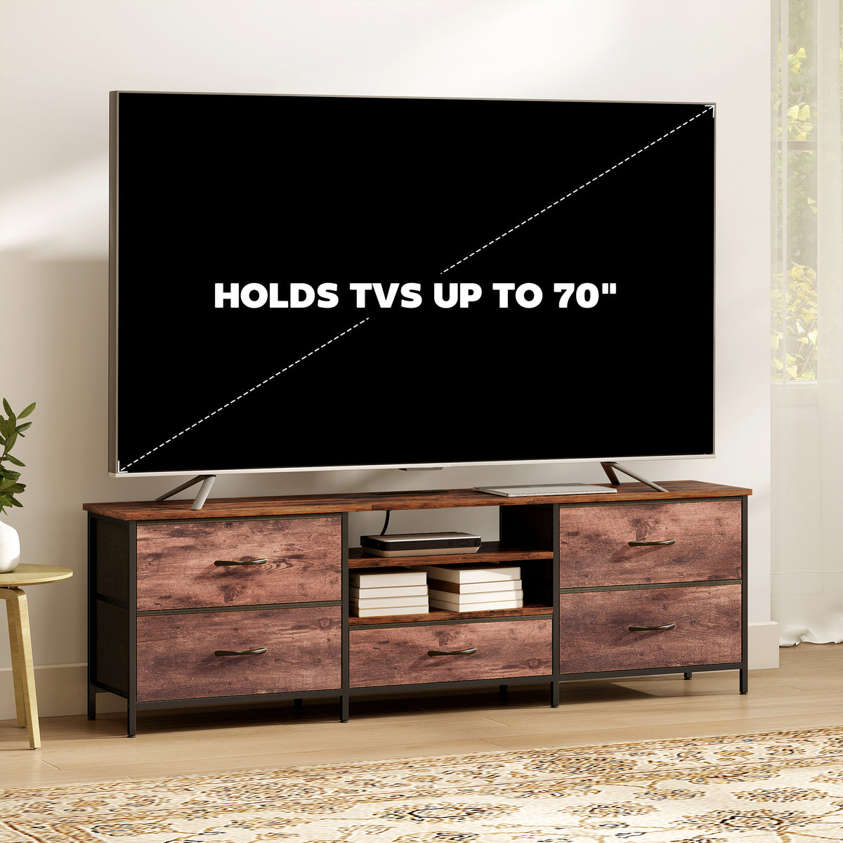 Industrial TV Stand for TVs up to 70" with Power Outlet-Home Furnishings > Living Room Furniture > TV¬†Stands-DECOROLALA