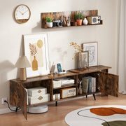 Industrial TV Stand for TVs up to 85" with Wall Shelves - Brown-Entertainment Centers & TV Stands-DECOROLALA