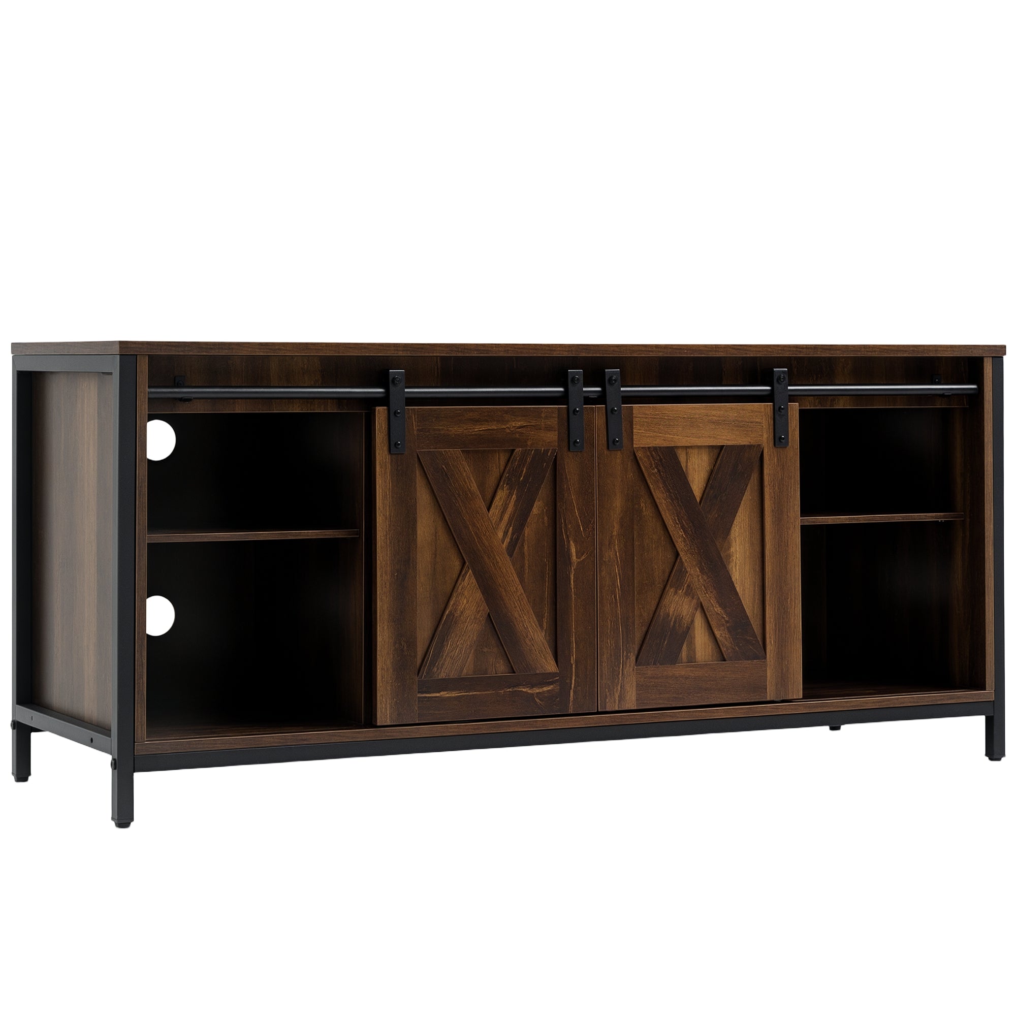 Industrial TV Stand with Sliding Barn Doors for TVs up to 60"-DECOROLALA