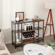 Industrial Wine Rack Wine Bar Cabinet with Storage Shelves-Brown-Wine Racks-DECOROLALA