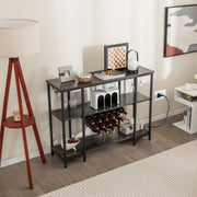 Industrial Wine Rack Wine Bar Cabinet with Storage Shelves-Gray-Wine Racks-DECOROLALA