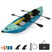 Inflatable 2-person Kayak Set with Aluminium Oars and Repair Kit-Green-Surfing-DECOROLALA