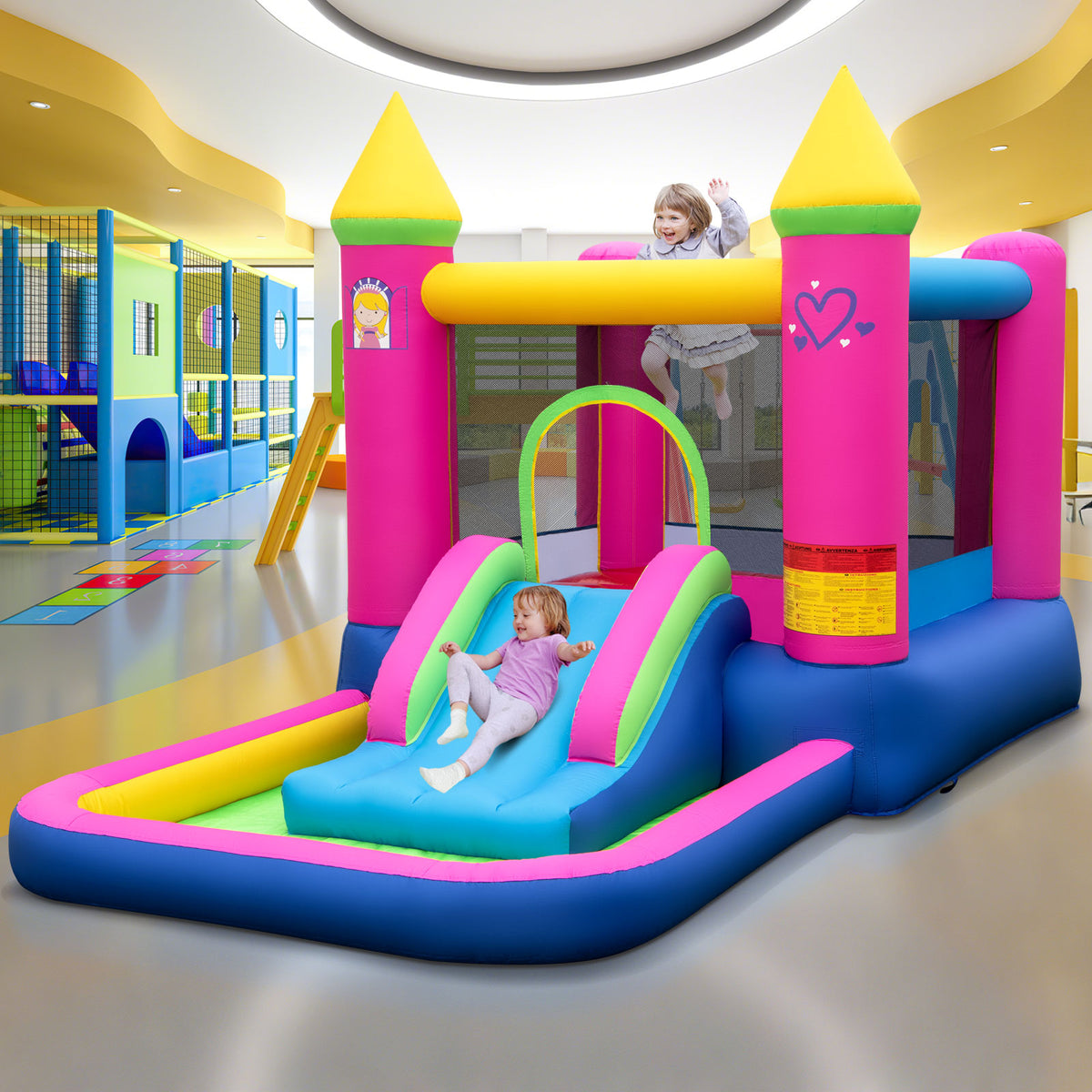Château gonflable 4-en-1 pour enfants sur le thème des princesses, structure gonflable de saut, avec soufflerie de 480 W