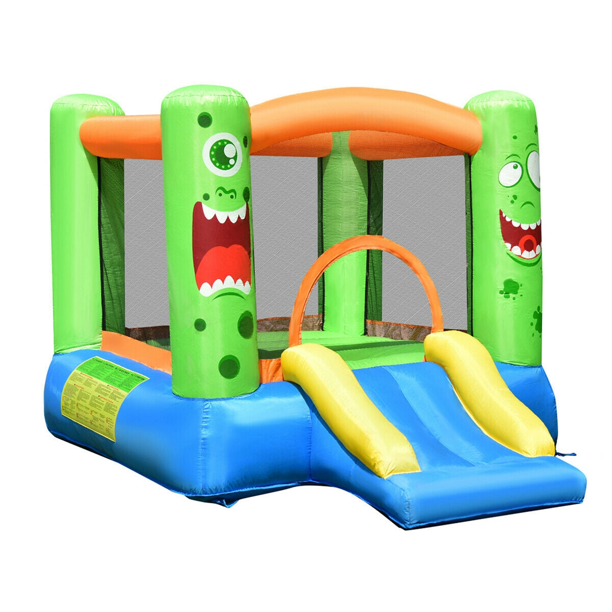 Inflatable Bounce House Castle with Slide and Basketball Hoop-Inflatable Bounce Houses-DECOROLALA