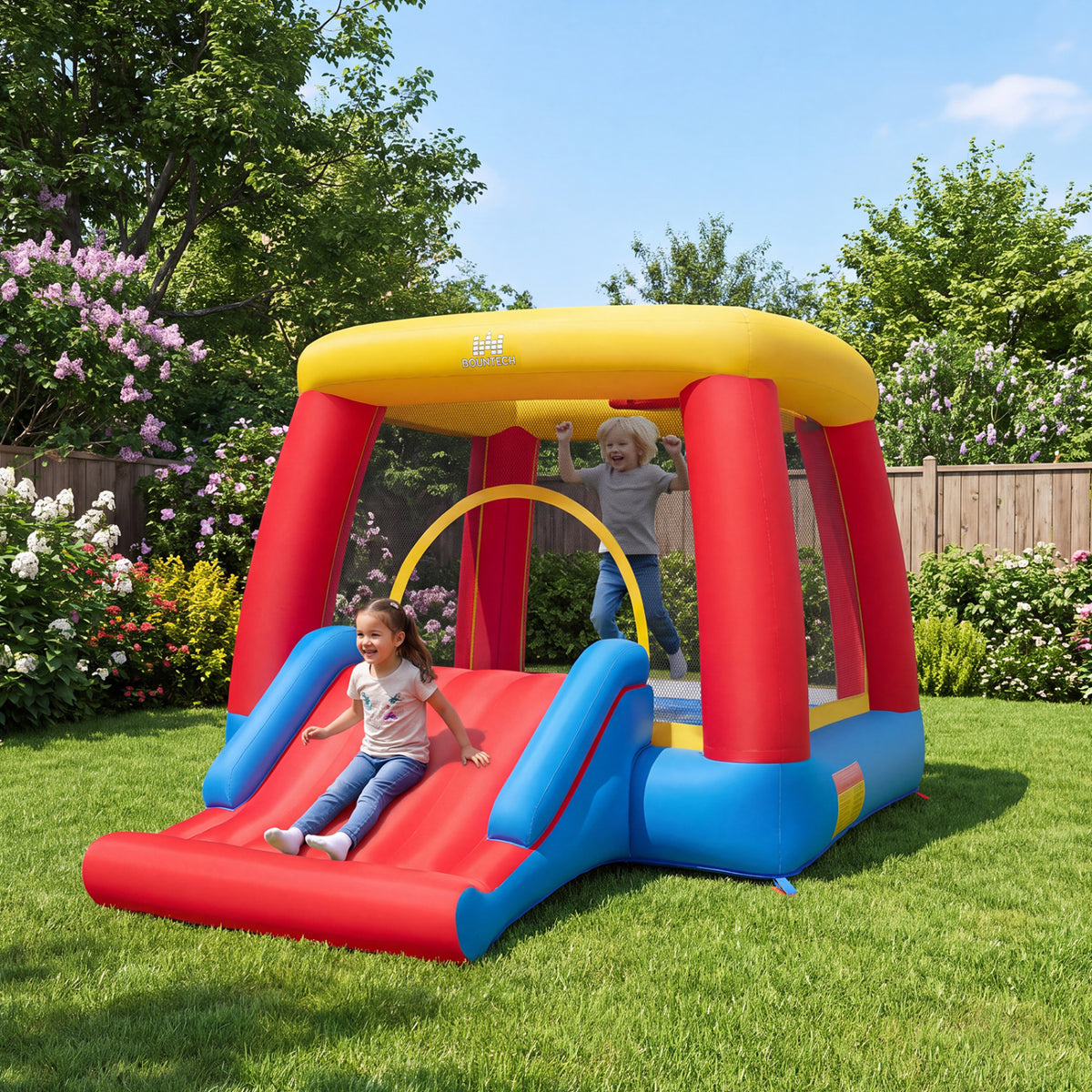 3-in-1 Inflatable Bounce House with 480W Blower - 9x12x7 ft