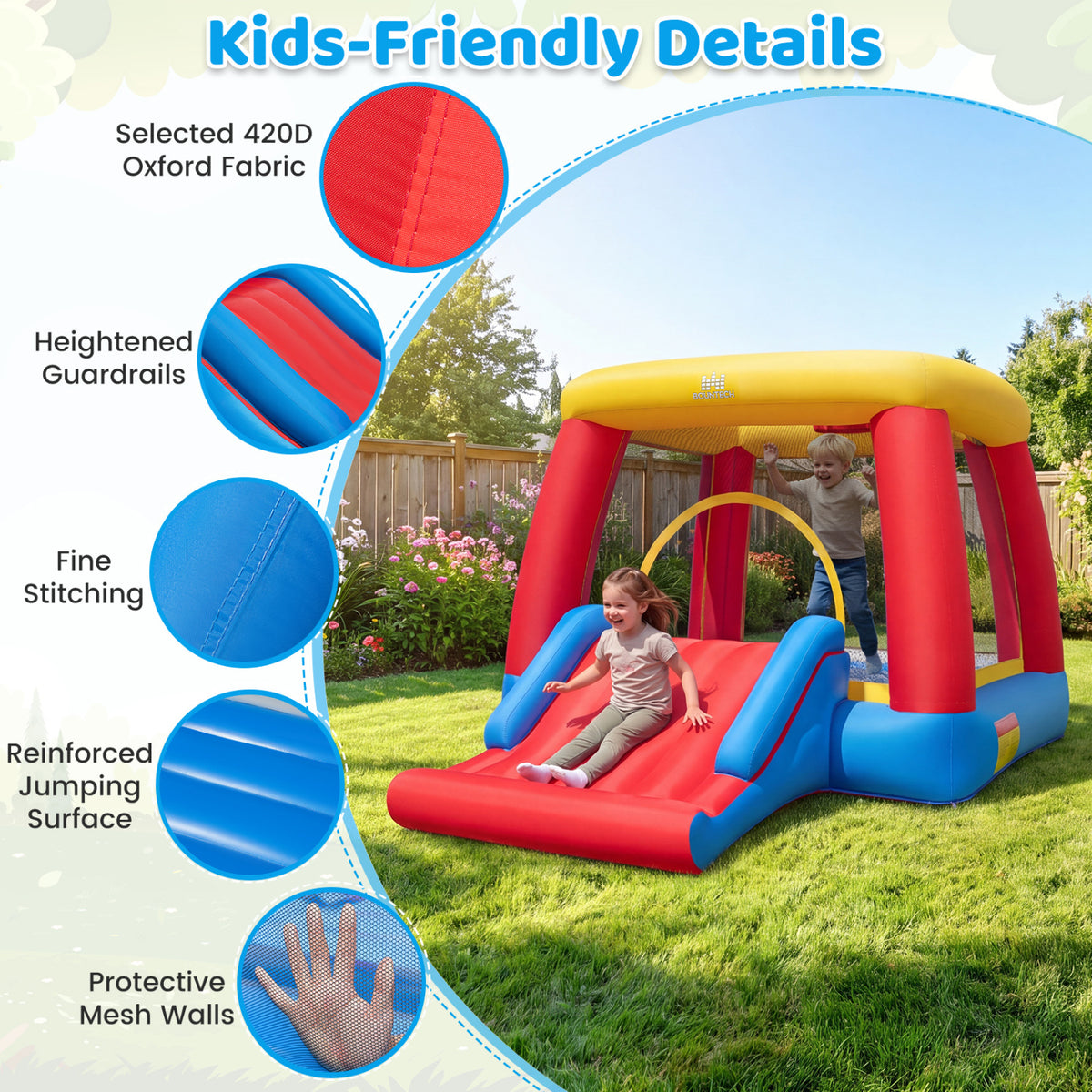 3-in-1 Inflatable Bounce House with 480W Blower - 9x12x7 ft