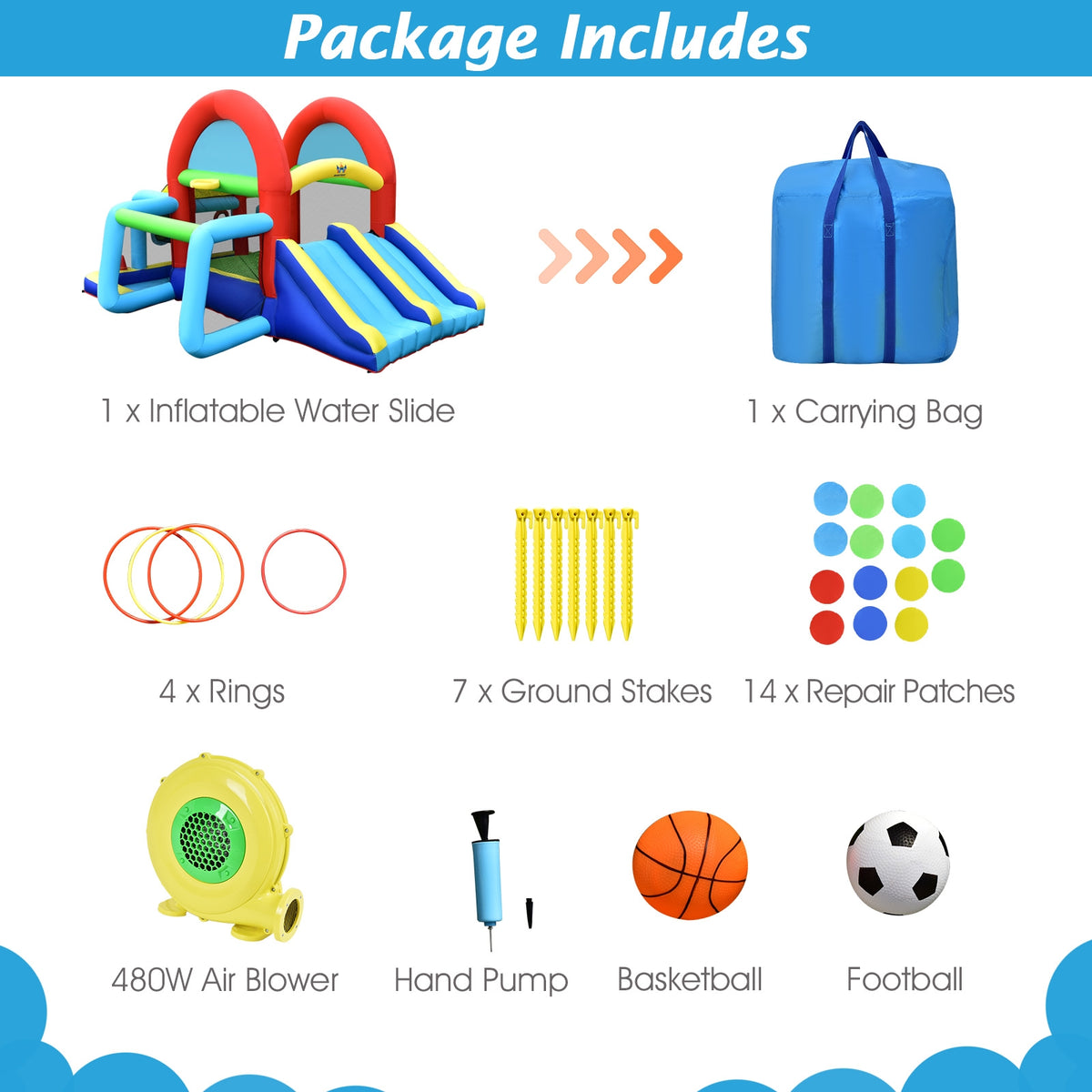 Inflatable Bounce House with Dual Slides and 480W Blower - 14ft ...