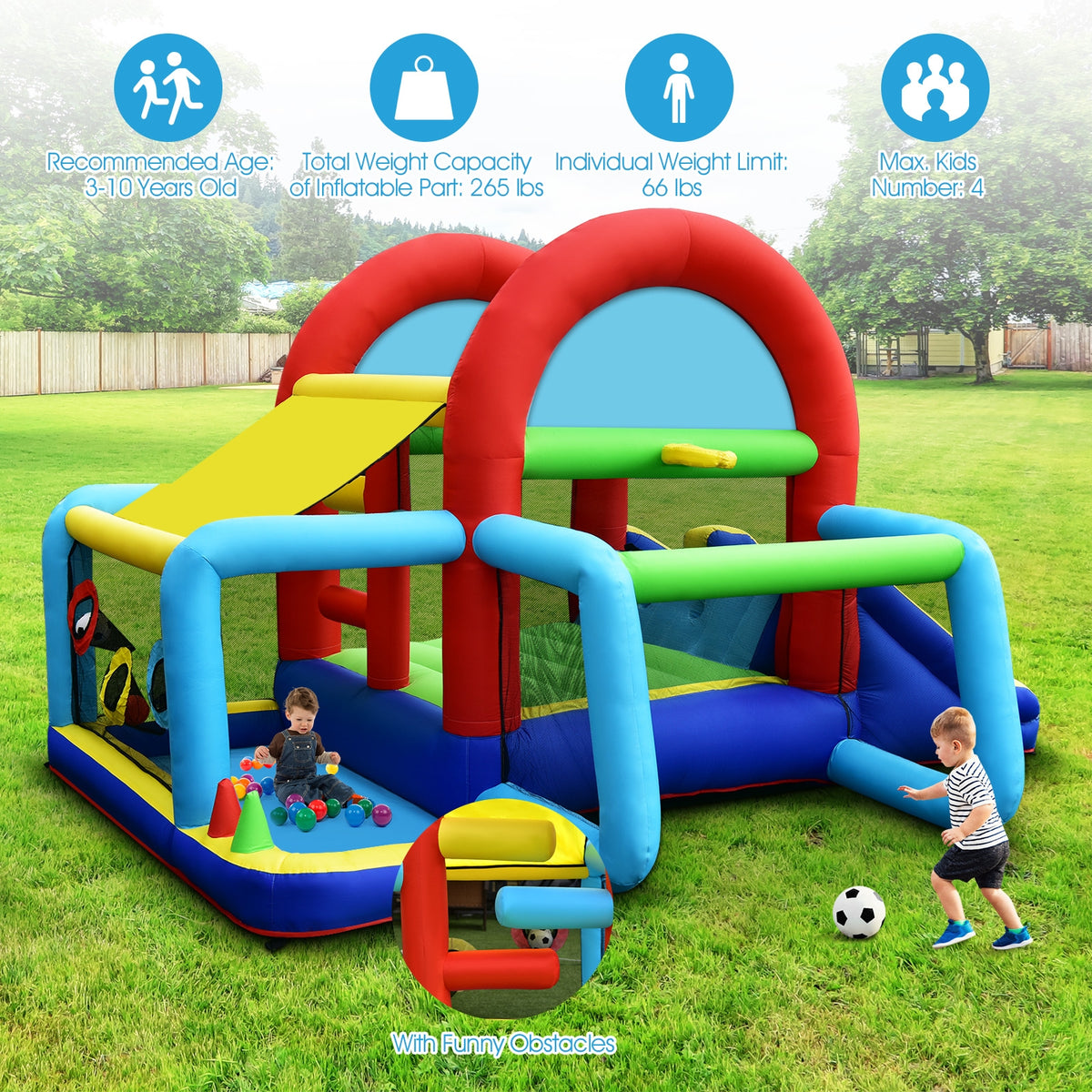 Inflatable Bounce House with Dual Slides and 480W Blower - 14ft ...