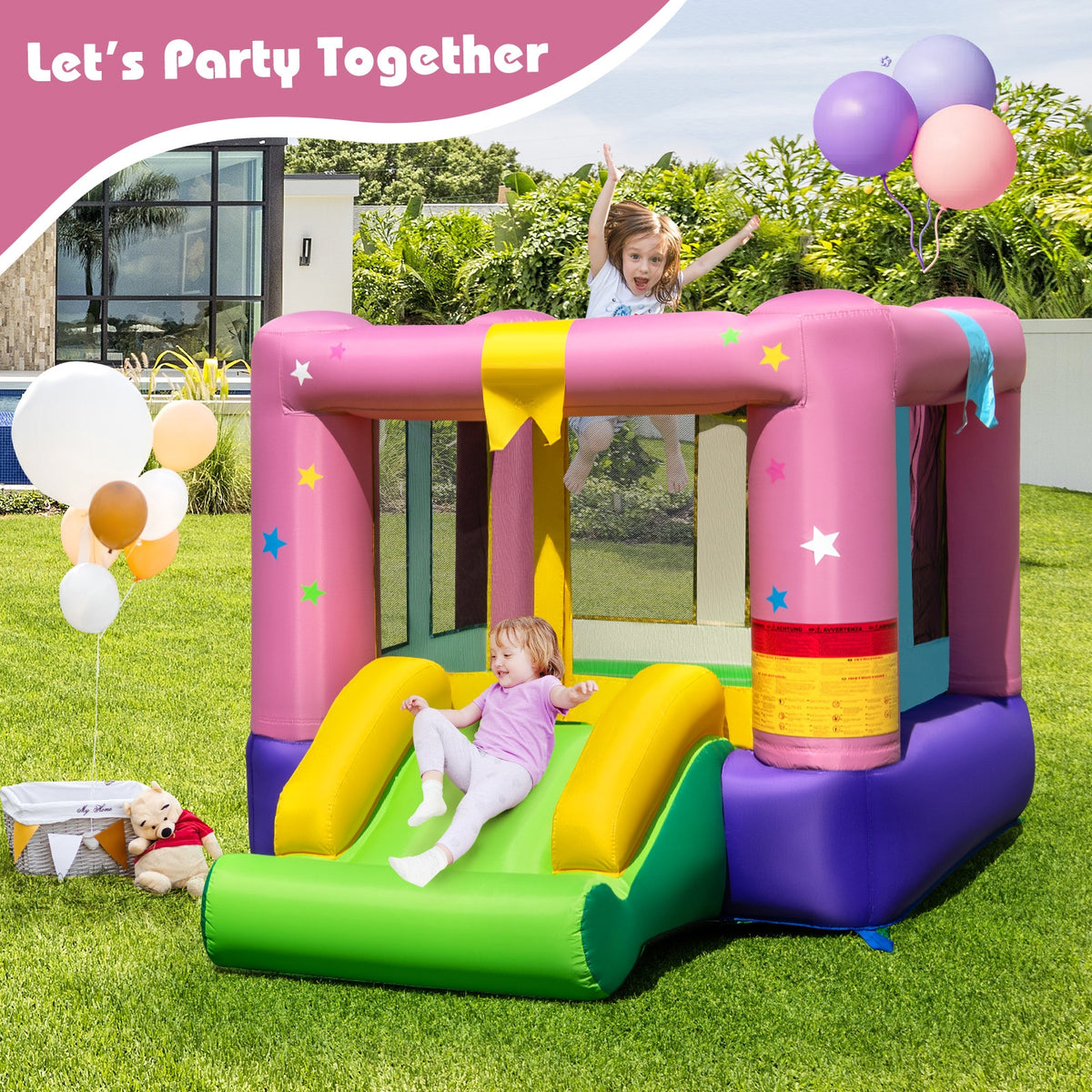 Structure gonflable avec aire de saut pour fêtes en intérieur ou en extérieur