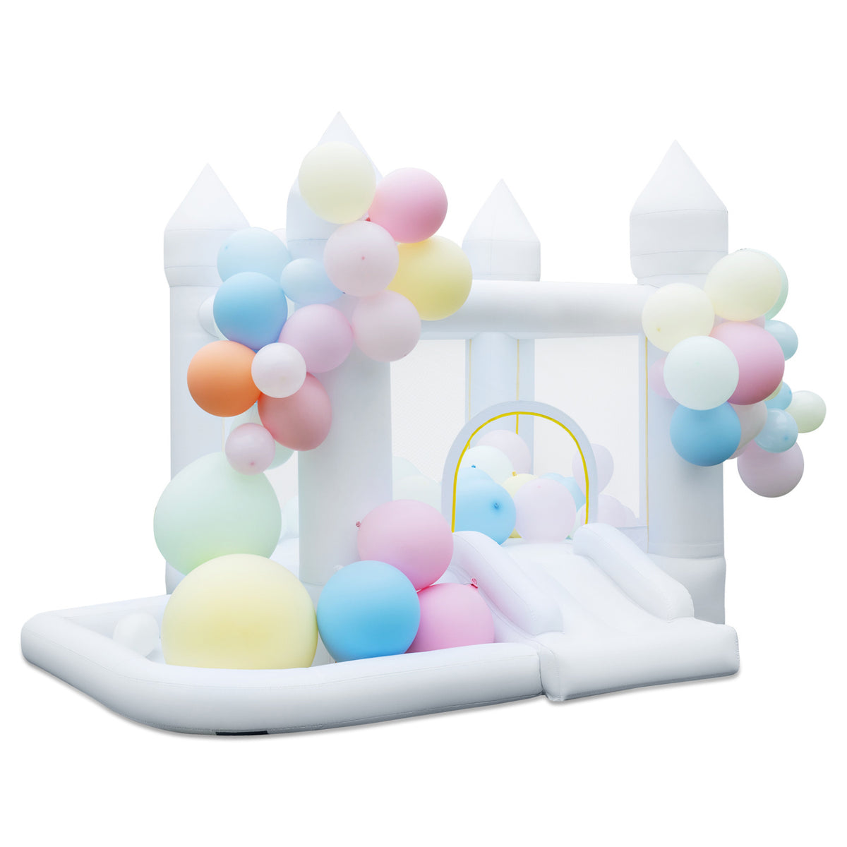 Inflatable Bounce House with Slide, Basketball Hoop, and Ball Pit-Inflatable Bounce Houses-DECOROLALA