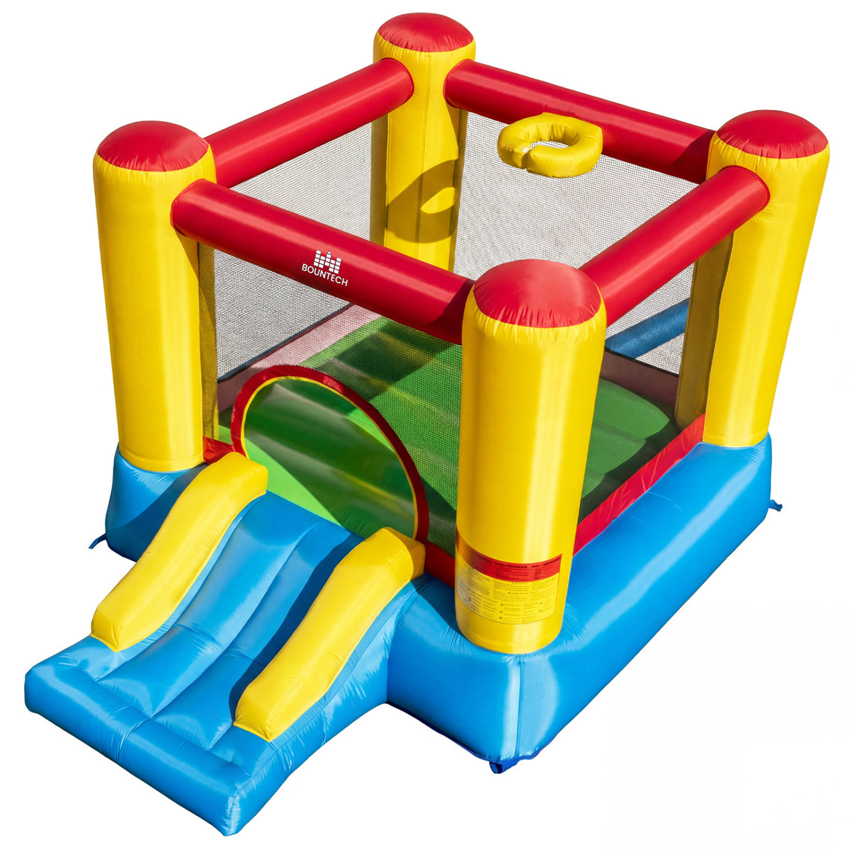 Inflatable Bounce House with Slide, Basketball Rim and 370W Blower-Inflatable Bounce Houses-DECOROLALA