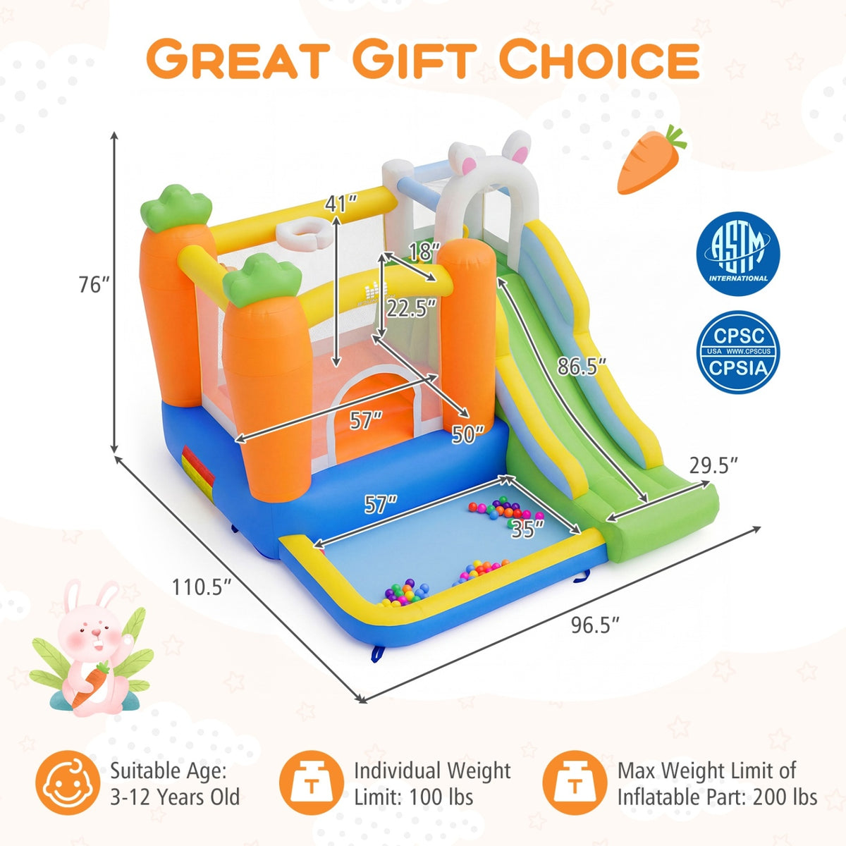 Inflatable Bounce House with Slide, Climbing Wall & Ball Pit - Multi-Color-Inflatable Bounce Houses-DECOROLALA