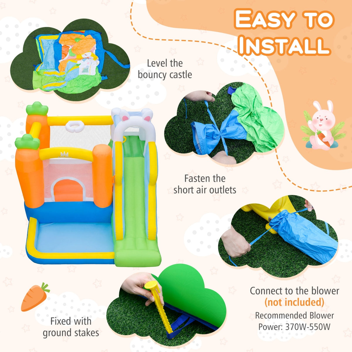 Inflatable Bounce House with Slide, Climbing Wall & Ball Pit - Multi-Color-Inflatable Bounce Houses-DECOROLALA