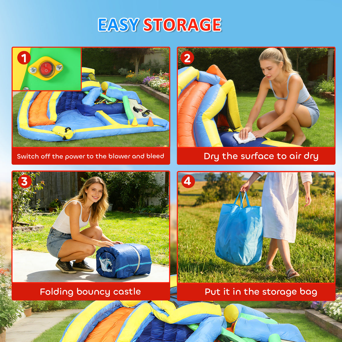 Bouncy Castle for Kids, Inflatable Bounce House with Slide, Pool (Ball Pit), Ball Shooting and Blower for Indoor Outdoor-Toys & Games > Kids Outdoor Play > Inflatables-DECOROLALA