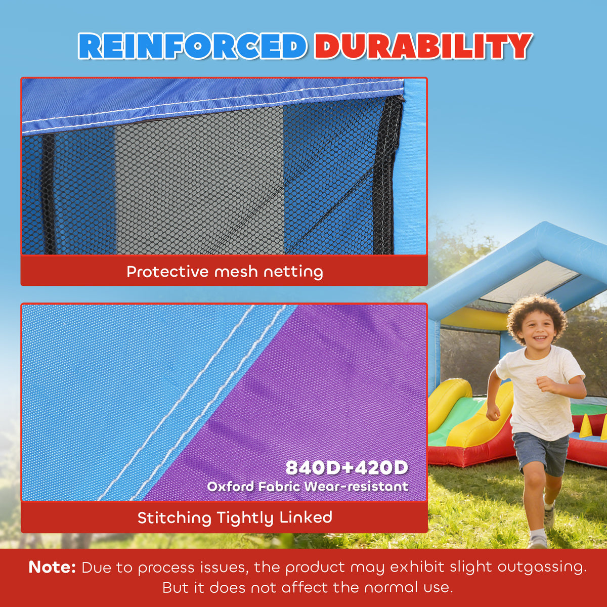 Bouncy Castle for Kids, Inflatable Bounce House with Slide, Ball Pit, Ring Toss Game, Sunshade and Blower-Toys & Games > Kids Outdoor Play > Inflatables-DECOROLALA