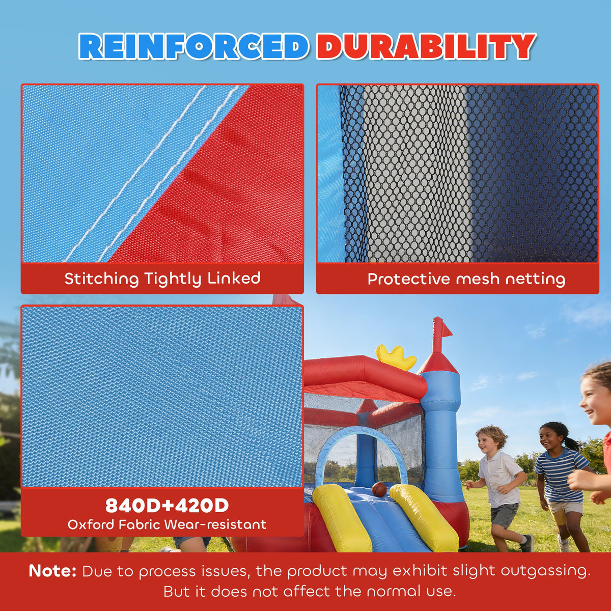 Bouncy Castle for Kids, Inflatable Bounce House with Slide, Pool/Ball Pit, Basketball Hoop and Blower for Indoor Outdoor-Toys & Games > Kids Outdoor Play > Inflatables-DECOROLALA