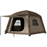 Inflatable Camping Tent, 1-2 Person Glamping Tent with Hand Pump, Blow Up Tent with Doors, Carry Bag, Khaki and Brown-Patio & Garden > Camping Supplies > Camping Tents-DECOROLALA