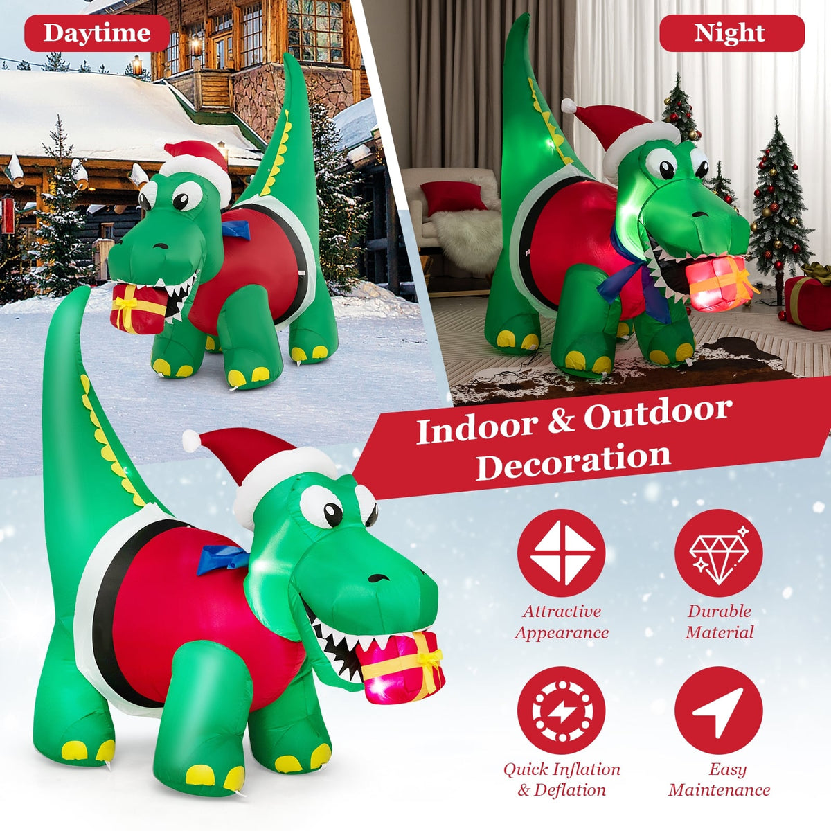 Inflatable Christmas Decoration with LED Lights for Yard-Christmas Inflatables-DECOROLALA