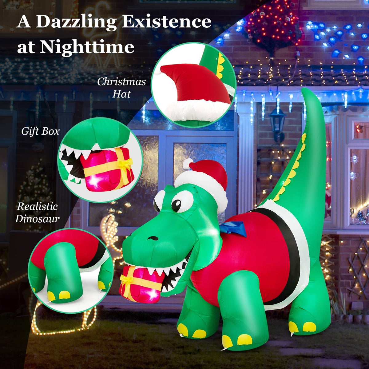 Inflatable Christmas Decoration with LED Lights for Yard-Christmas Inflatables-DECOROLALA