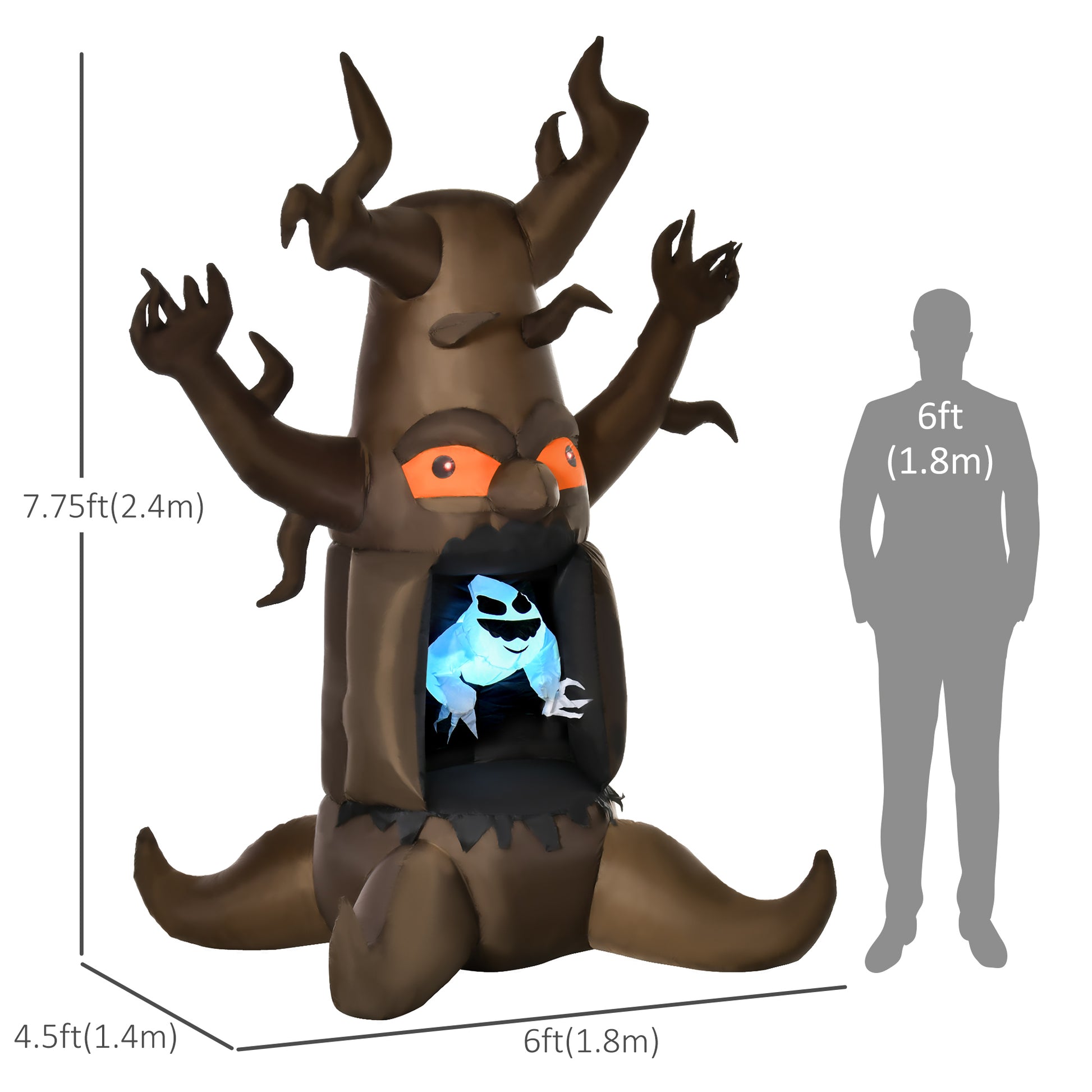 Inflatable Halloween Haunted Tree with Ghost - 94" LED Display-Home Furnishings > Holiday & Seasonal > Halloween Decorations-DECOROLALA