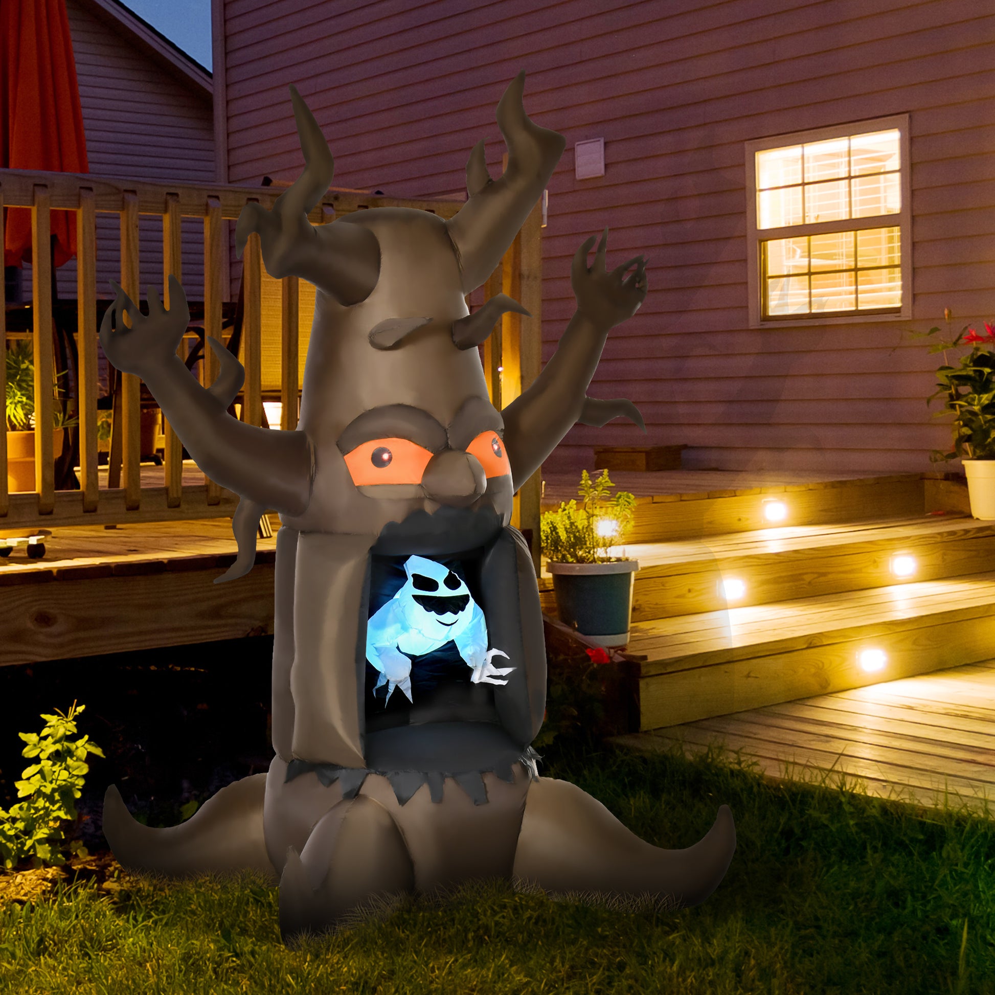Inflatable Halloween Haunted Tree with Ghost - 94" LED Display-Home Furnishings > Holiday & Seasonal > Halloween Decorations-DECOROLALA