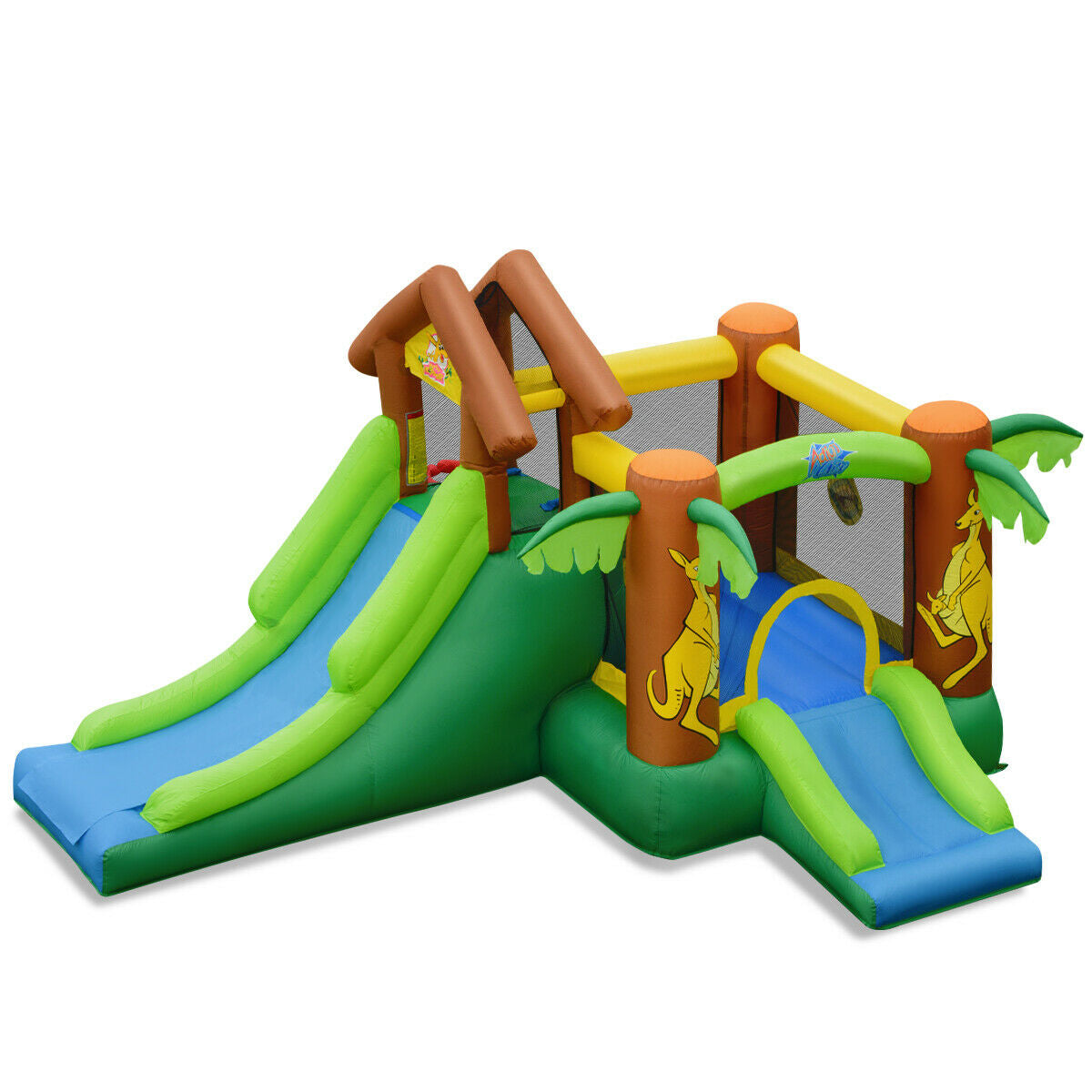Inflatable Jungle Bounce House with Slide and Climbing Wall-Inflatable Bounce Houses-DECOROLALA