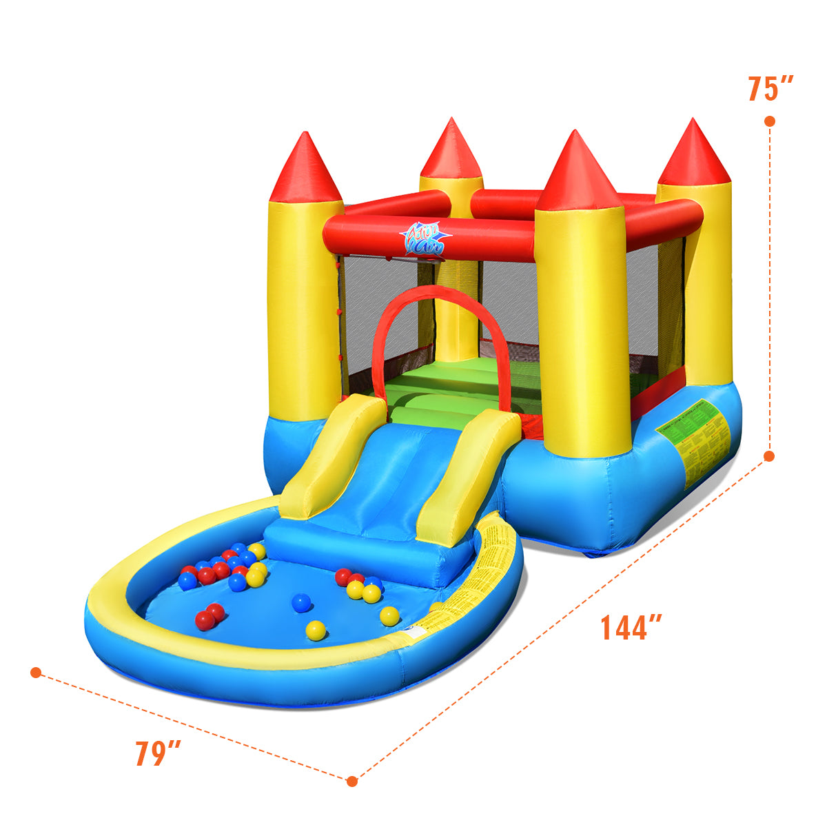 Château gonflable avec toboggan pour enfants et soufflerie de 550 W
