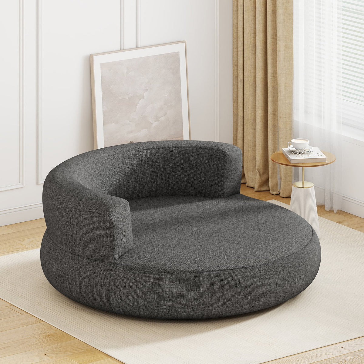 Inflatable Lounger Air Sofa with Detachable Cover-Gray-Camping Furniture-DECOROLALA