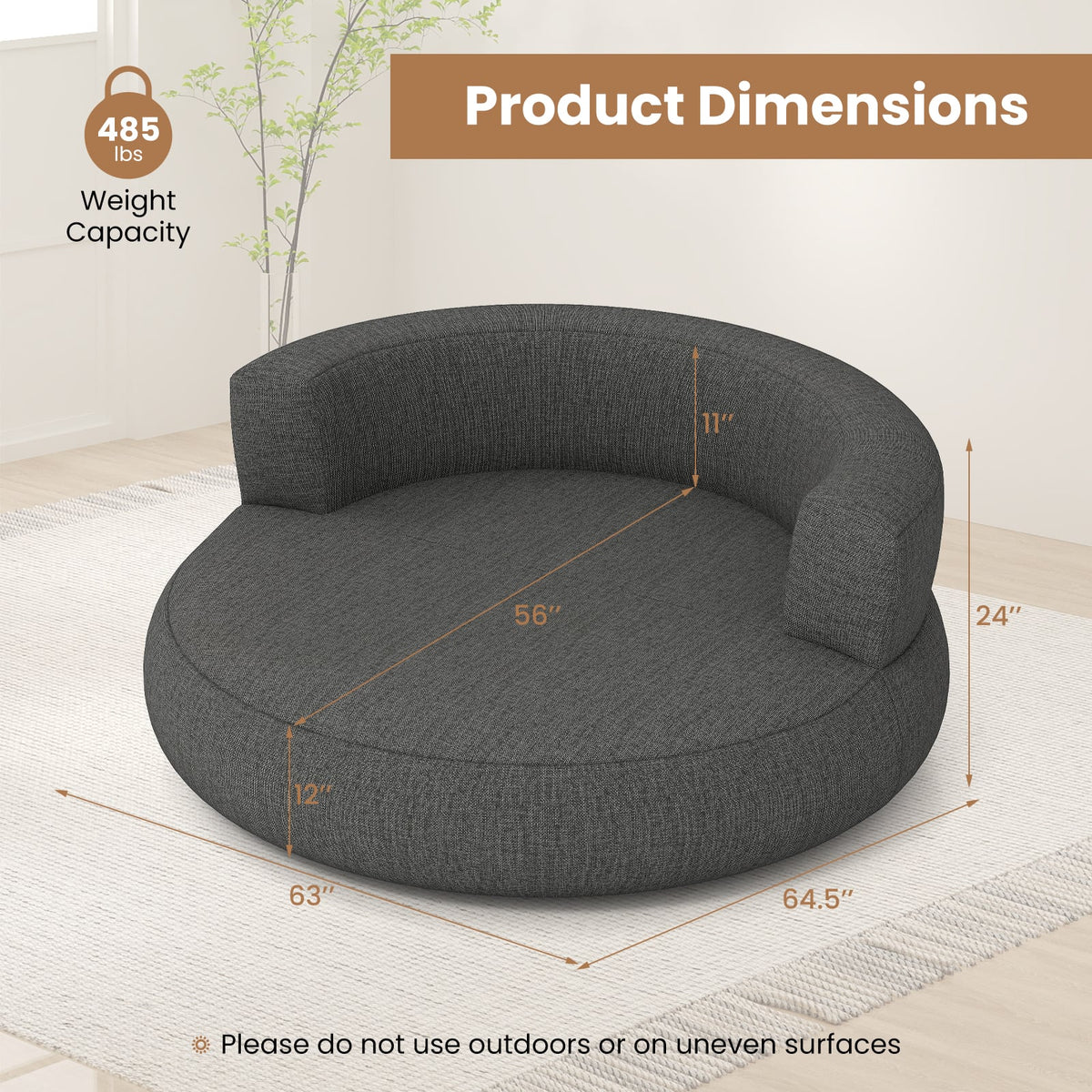 Inflatable Lounger Air Sofa with Detachable Cover-Gray-Camping Furniture-DECOROLALA
