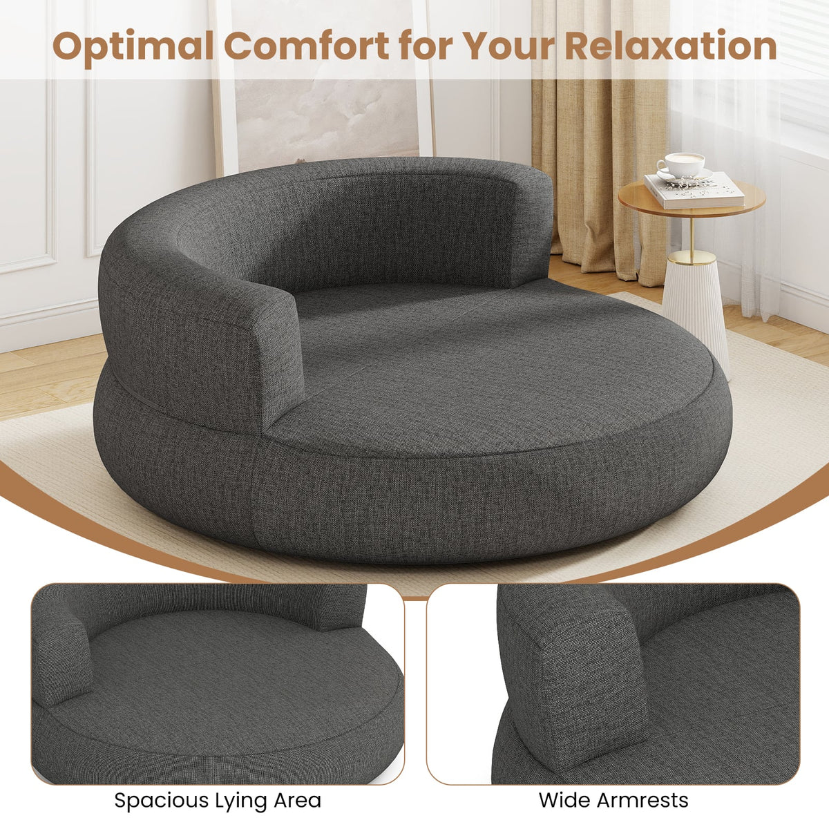 Inflatable Lounger Air Sofa with Detachable Cover-Gray-Camping Furniture-DECOROLALA