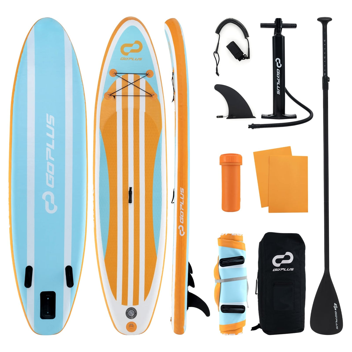Inflatable Stand up Paddle Board with Adjustable Paddle and 3 Fins for Adults and Youths-L-Surfing-DECOROLALA