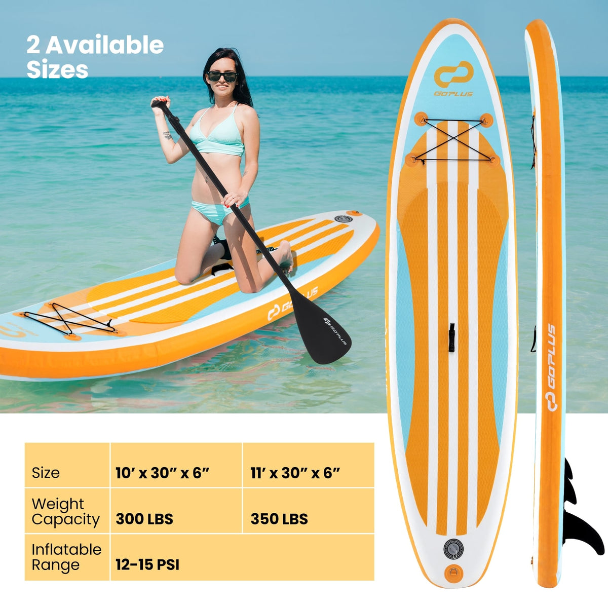 Inflatable Stand up Paddle Board with Adjustable Paddle and 3 Fins for Adults and Youths-S-Surfing-DECOROLALA